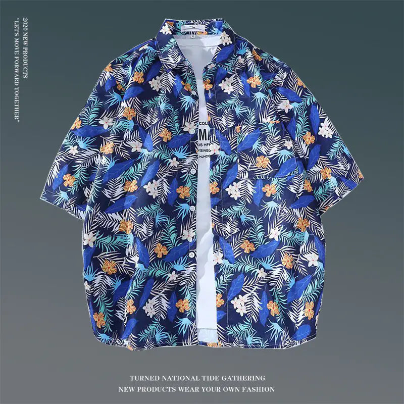 Men's Vintage Hawaiian Floral Beach Shirt (Loose Fit)