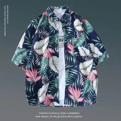 Men's Vintage Hawaiian Floral Beach Shirt (Loose Fit)