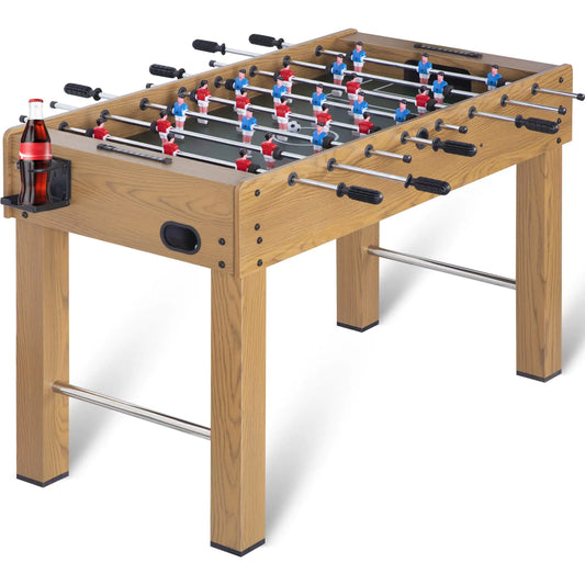 REAHOISY 48in Foosball Table Competition Sized Soccer Table w/ 2 Balls 2 Cup Holders 2x4ft for Kids Adults Suit for 4 Players Football Table for Home Game Room Arcade (Wood Grain)