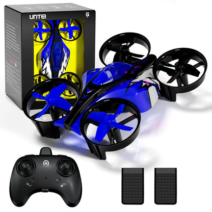 UNTEI 2 In 1 Mini Drones for Kids Remote Control Drone with Land Mode or Fly Mode LED LightsAuto Hovering 3D FlipHeadless Mode and 3 BatteriesToys Gifts for Boys Girls (Blue)