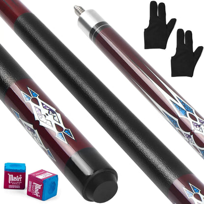 Kmise Pool Stick Set of 5 58" 19oz Pool Cue Stick Canadian Maple Billiard Pool Cue Stick Professional Pool Cue for Bar House Pool Table SportsRed.