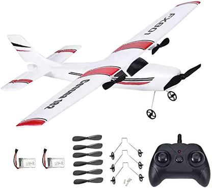 Remote Control Plane 2.4Ghz 2 Channel RC Plane Ready to FlyDIY RC Airplane Toy Durable EPP Foam Built-in 3-Axis Gyro System Easy to Fly RC Aircraft for Beginners Kids and Adults(Two Batteries)