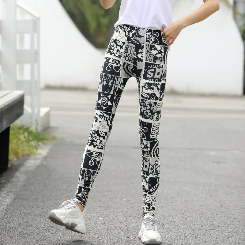 Large Stretch Printed Leggings Trousers for Women