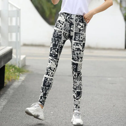 Large Stretch Printed Leggings Trousers for Women