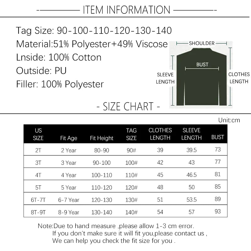 Leather Children's Jackets and Cotton Coats for Kids