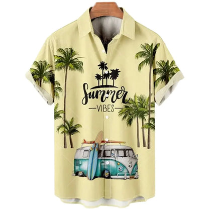 Men's Loose Fit 3D Hawaiian Print Short Sleeve Shirt