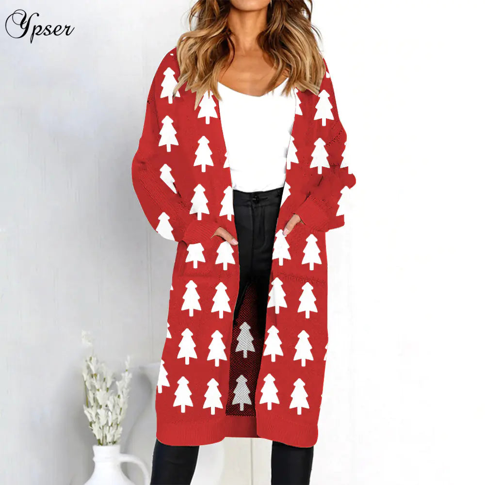 Leopard Print Long Cardigan for Women - Holiday Sweater