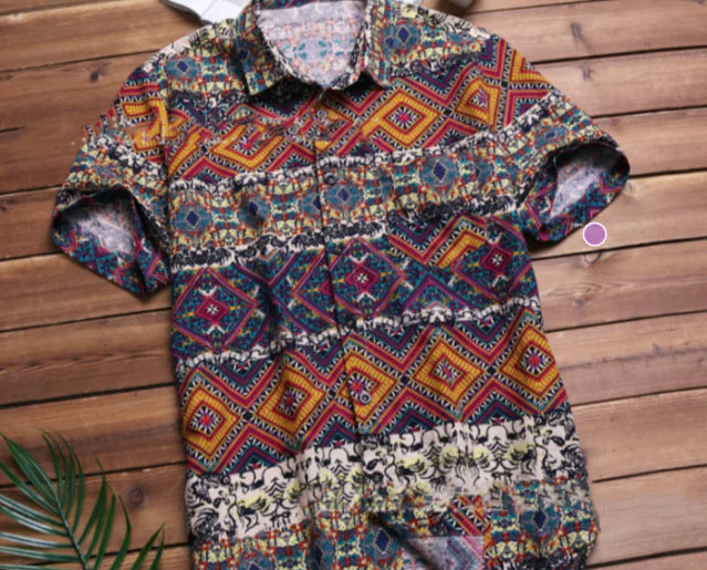 Men's Hawaiian Floral Shirt for Beach Vacation Wear