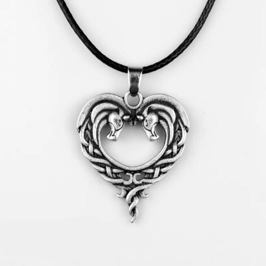 Heart Horsehead Pendant Necklace, Double Horse Necklace