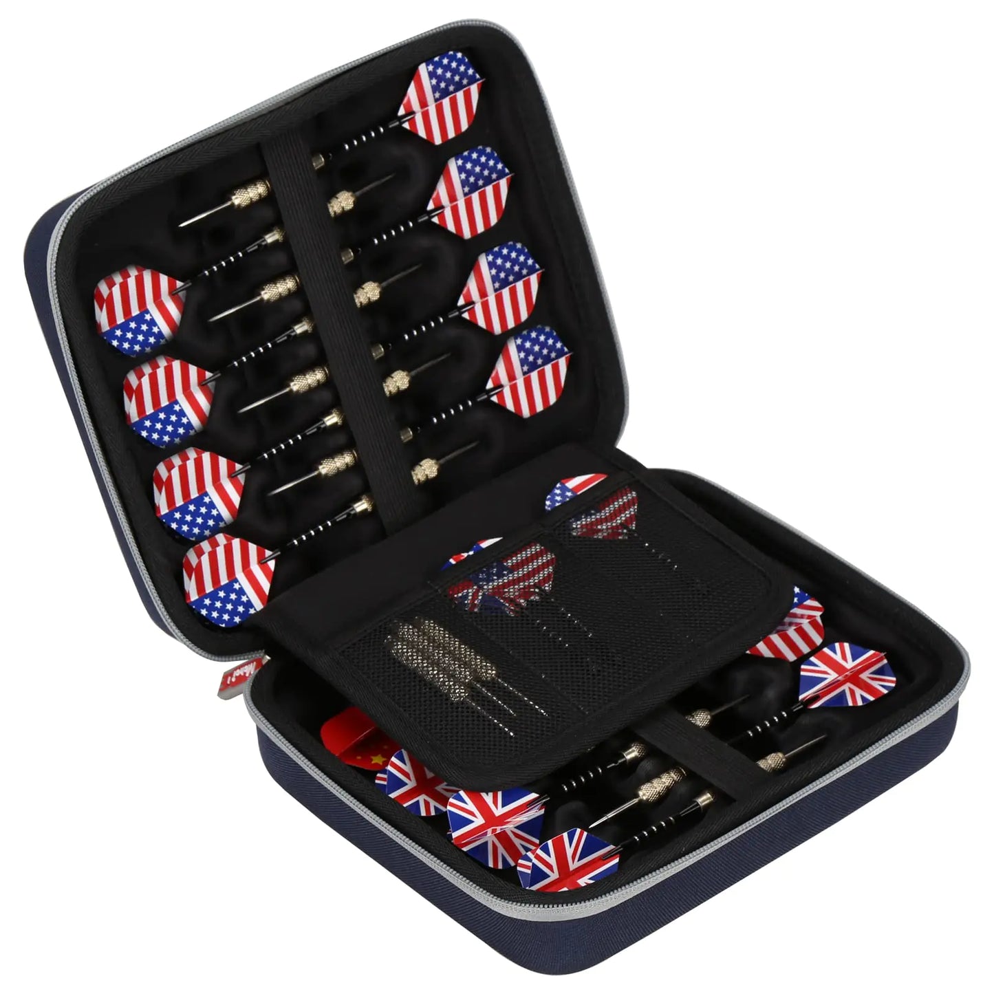Mchoi Dart Case for 15 Steel Tip and Soft Tip Darts Features Built-in Storage for Flights Tips and Shafts Case Only