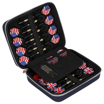 Mchoi Dart Case for 15 Steel Tip and Soft Tip Darts Features Built-in Storage for Flights Tips and Shafts Case Only