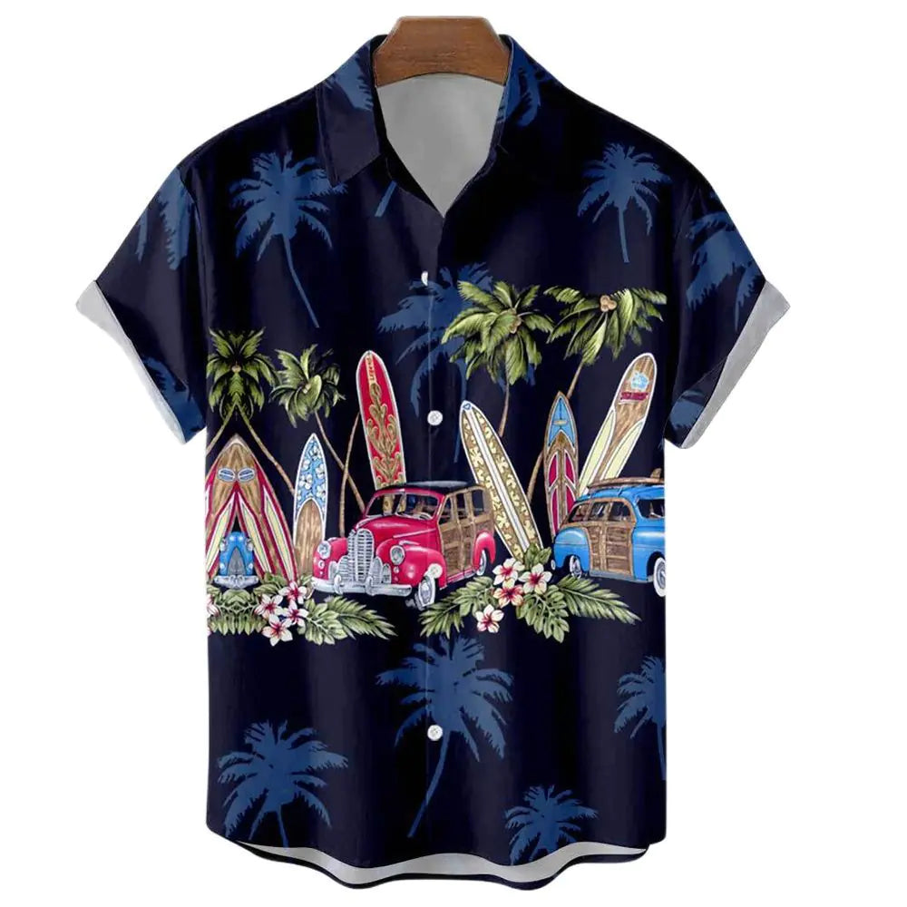 Men's Loose Fit 3D Hawaiian Print Short Sleeve Shirt