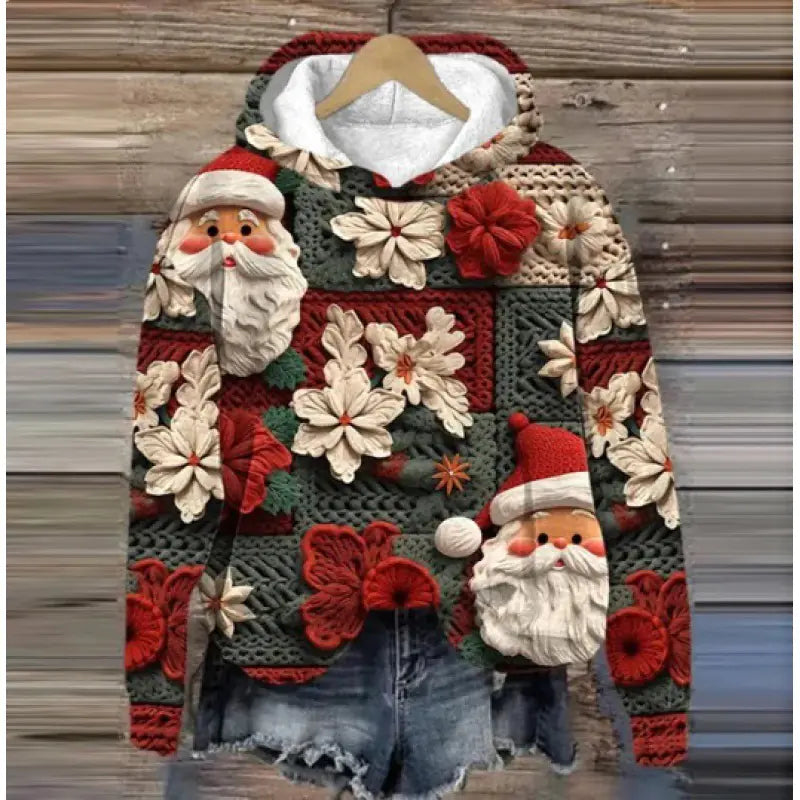 Christmas Holiday Casual Hooded Sweater Print