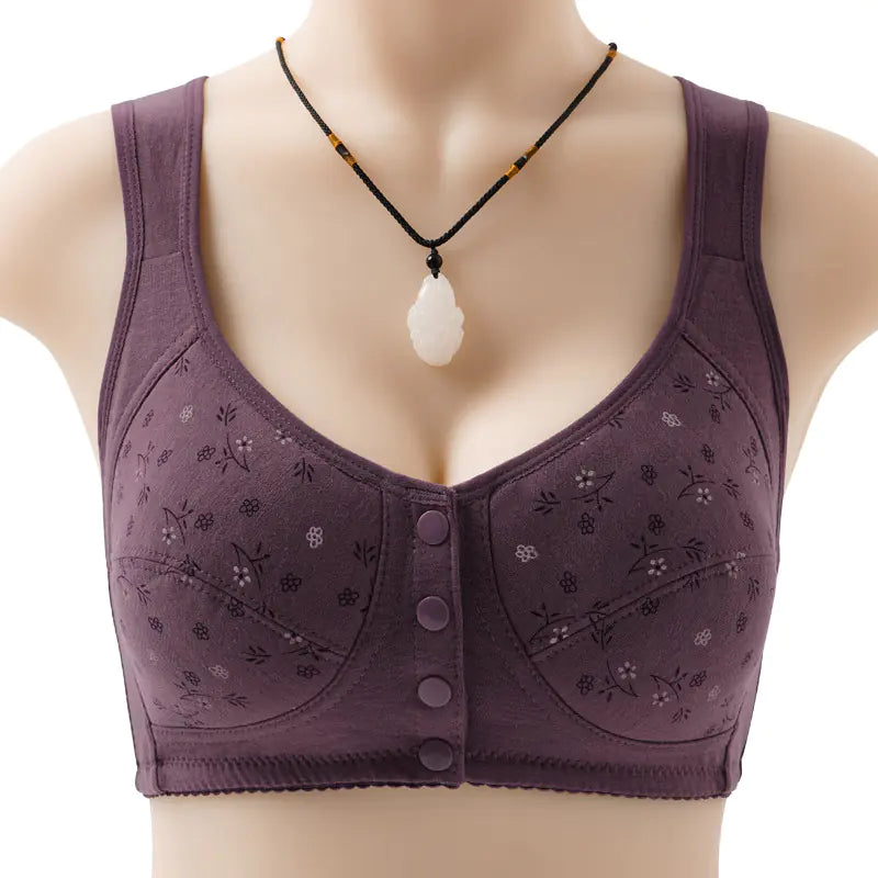 New Print Front Closure Women's Soft Cotton Bra