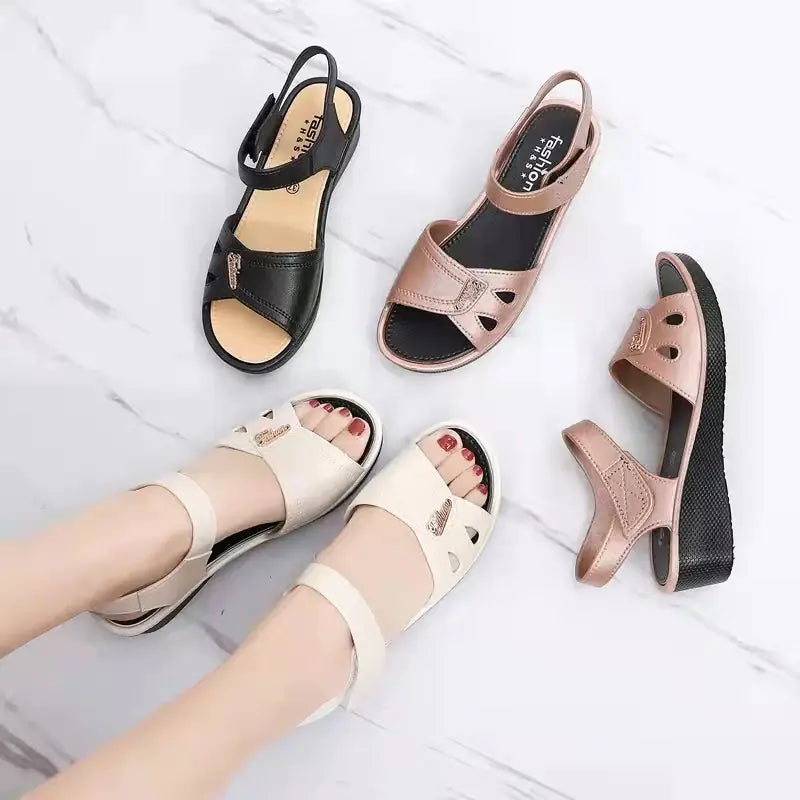 Simple Casual Mid-Heel Sandals for Women