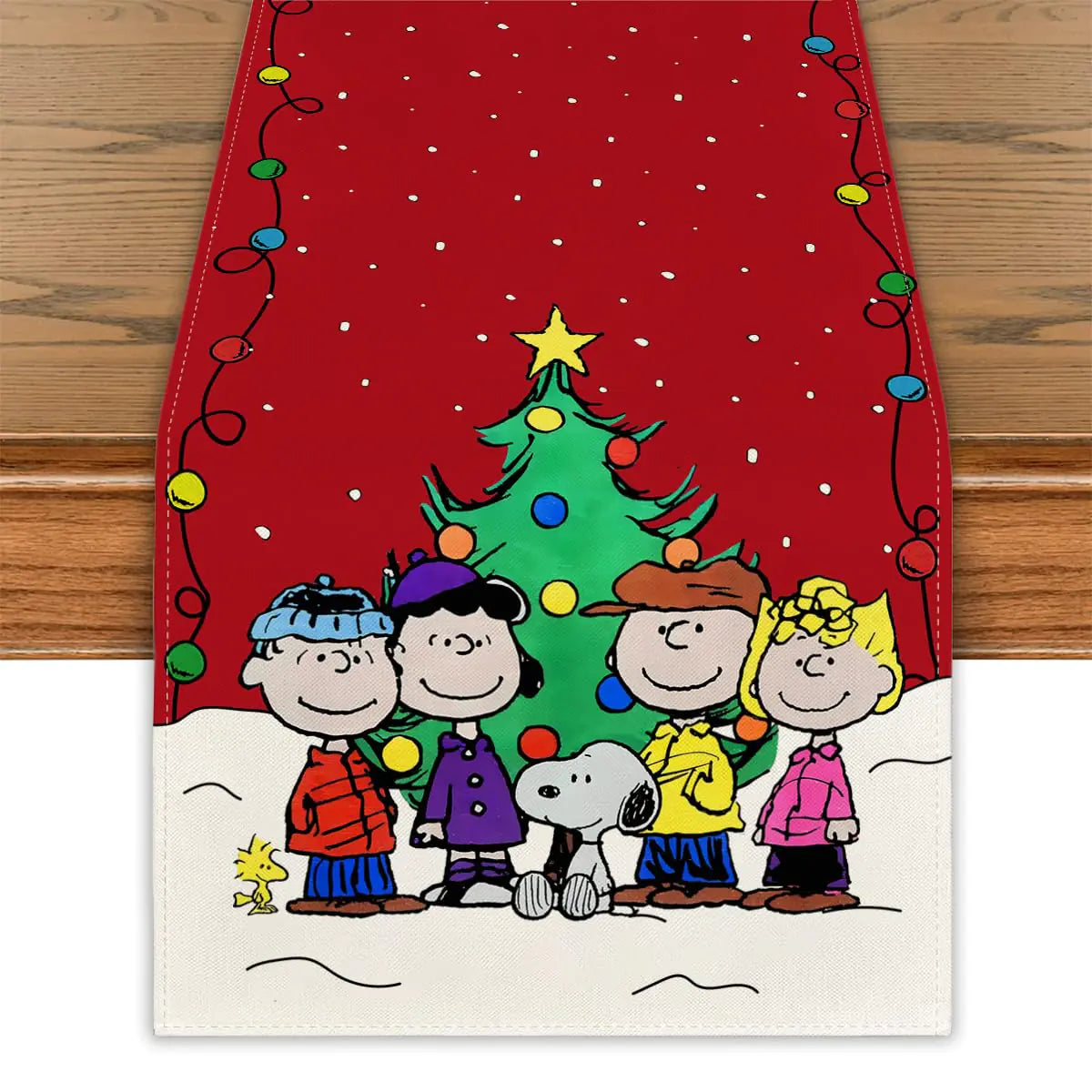 Christmas Table Runner Christmas Table Cover White Dog New Year Winter Xmas Decor Red Christmas Decorations for Home Party